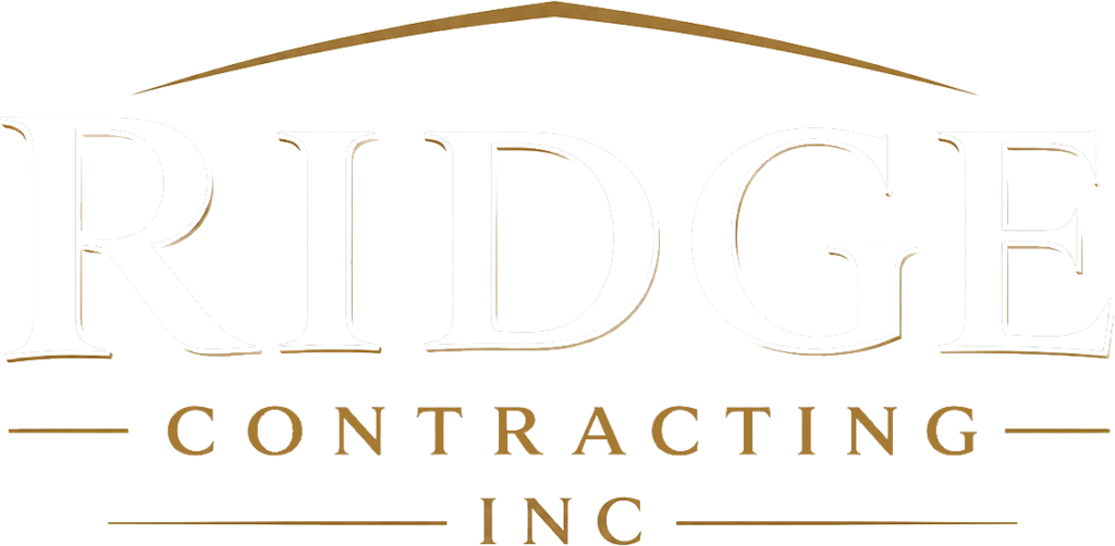 ridge contracting inc logo white and gold